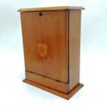 Antique mahogany stationery box with inlaid shield with initials 33cm high x 24cm wide x 13cm deep -