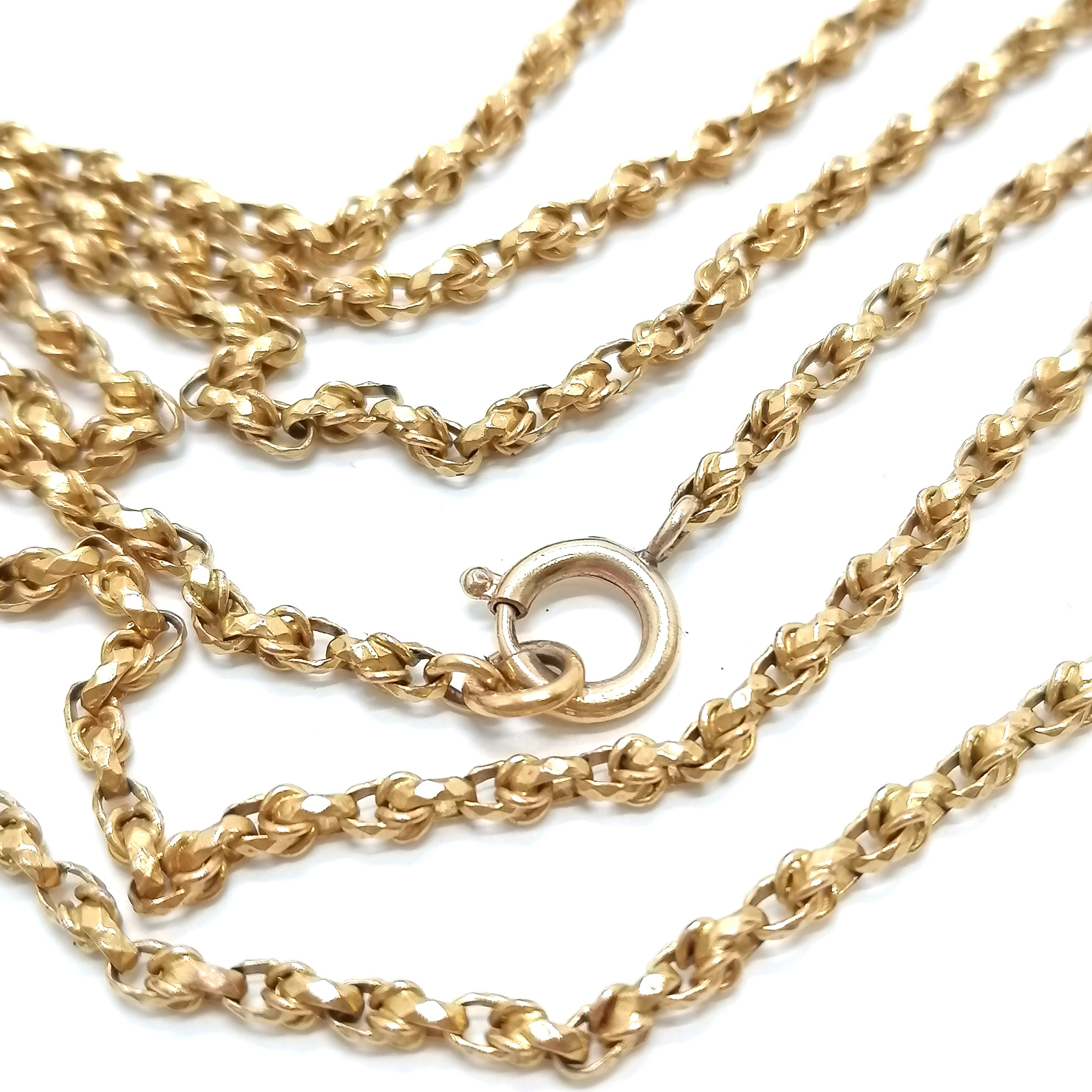 Antique languard chain in gilt metal - 126cm long with later clasp - Image 2 of 2