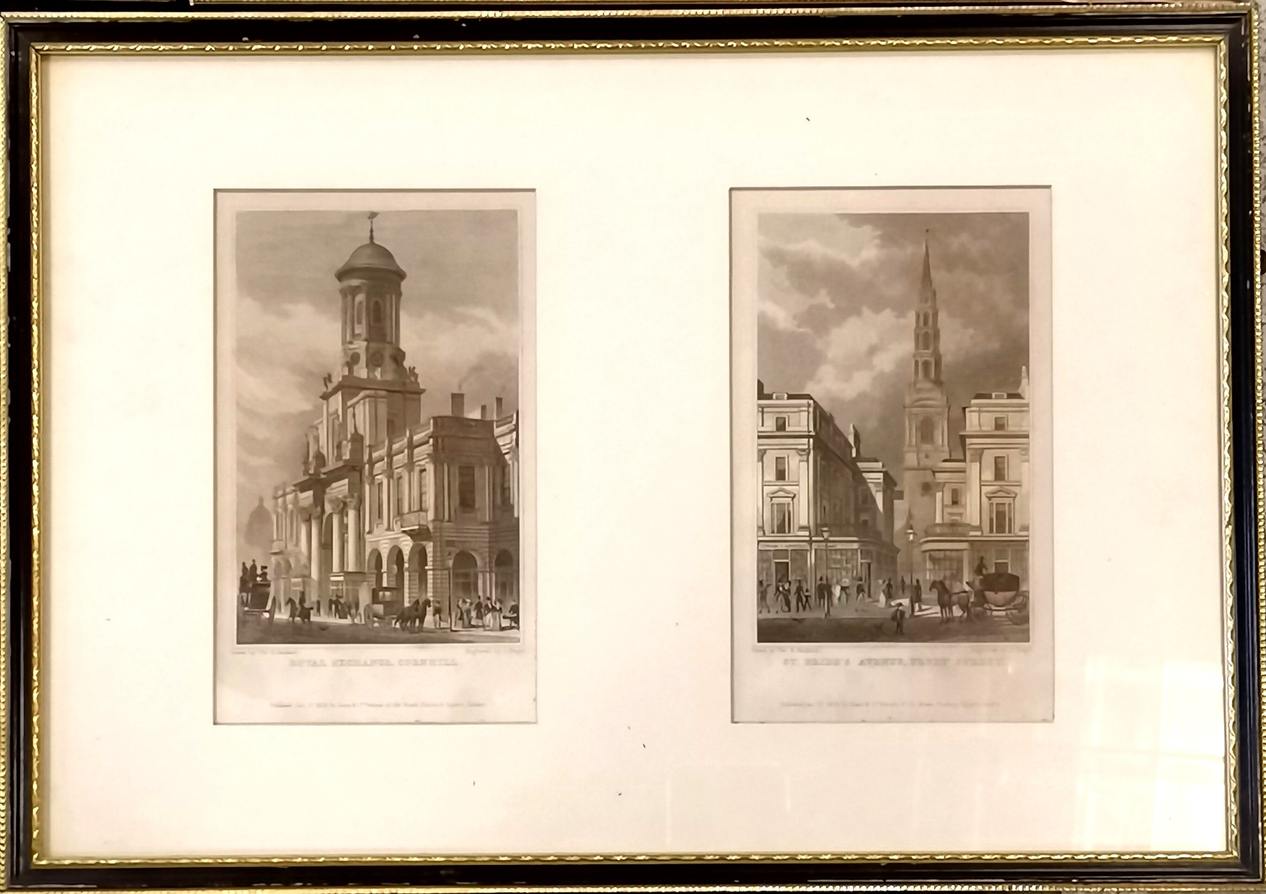 Set of 3 framed engravings of Architectural scenes to include Westminster Hall, Temple Bar & The - Image 2 of 3