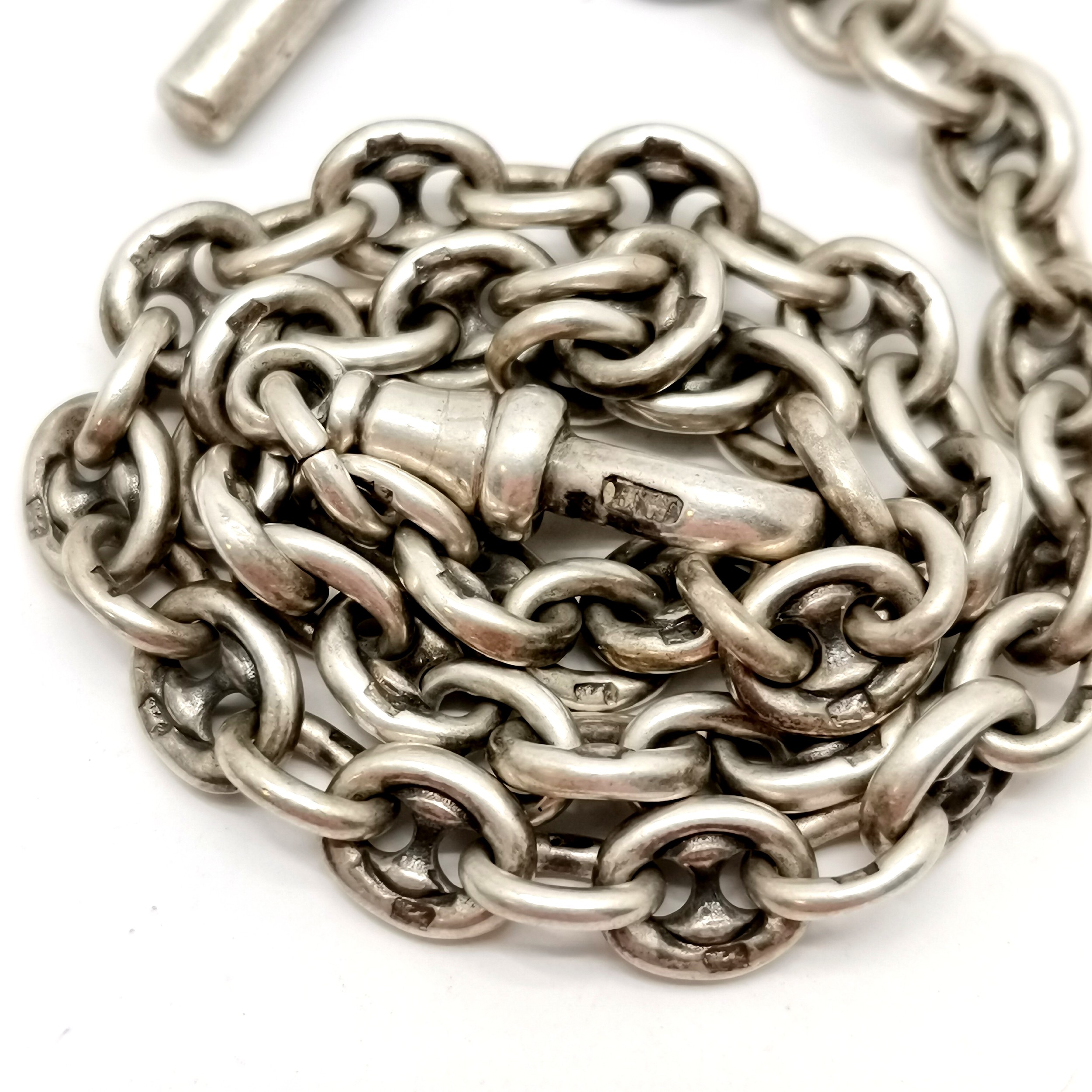 1907 Silver vesta case by Smith & Bartlam on a silver albert chain by HW with each link individually - Image 2 of 5