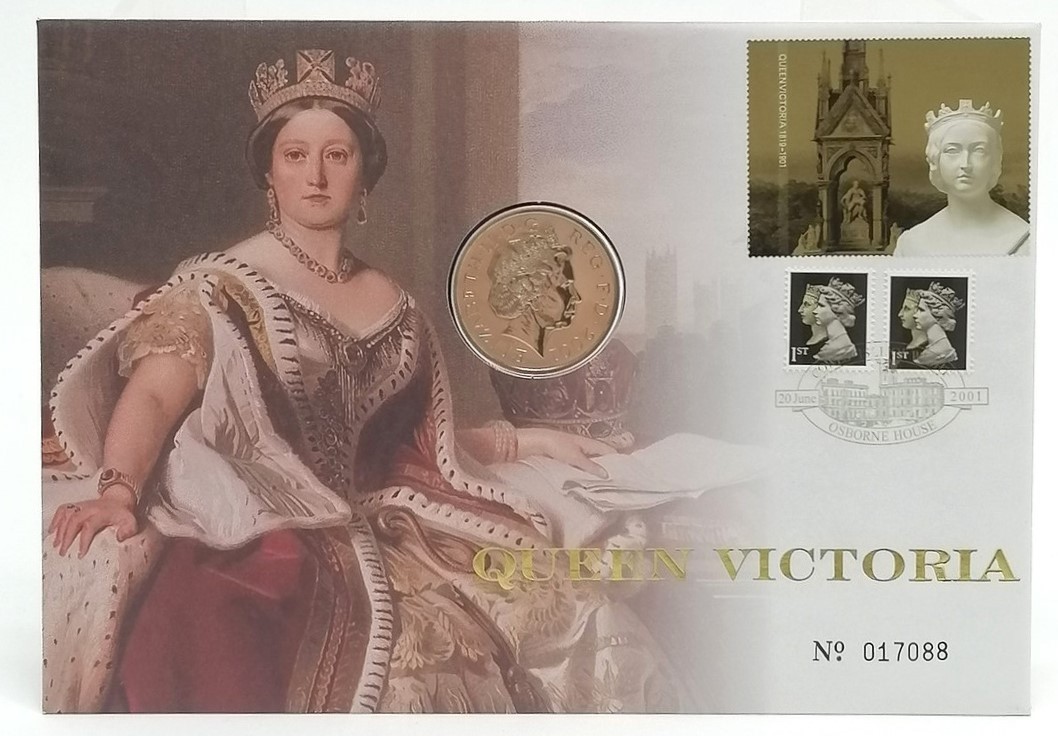 2001 UK Queen Victoria cover with inset £5 centenary coin