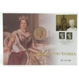 2001 UK Queen Victoria cover with inset £5 centenary coin