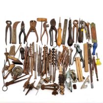 Collection of assorted vintage tools to include drill bits, pliers etc.