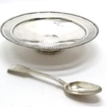 1942 silver dish with pierced & cast border by William Hutton & Sons Ltd with inset 1949 half