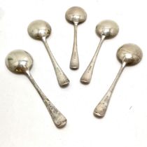 1931 5 x silver soup spoons by Josiah Williams & Co (David Landsborough Fullerton) - 19.5cm & 360g