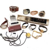 Small qty of quartz / mechanical watches for spares / repairs t/w Ronson lighter, Minox monocular,