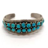 Sterling silver turquoise set cuff bangle - 32g total weight