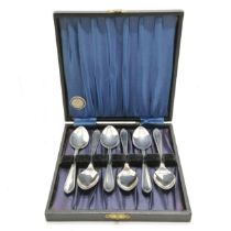 1944 silver set of 6 teaspoons by Walter Trickett & Co in original retail box - spoons 11.5cm & 100g