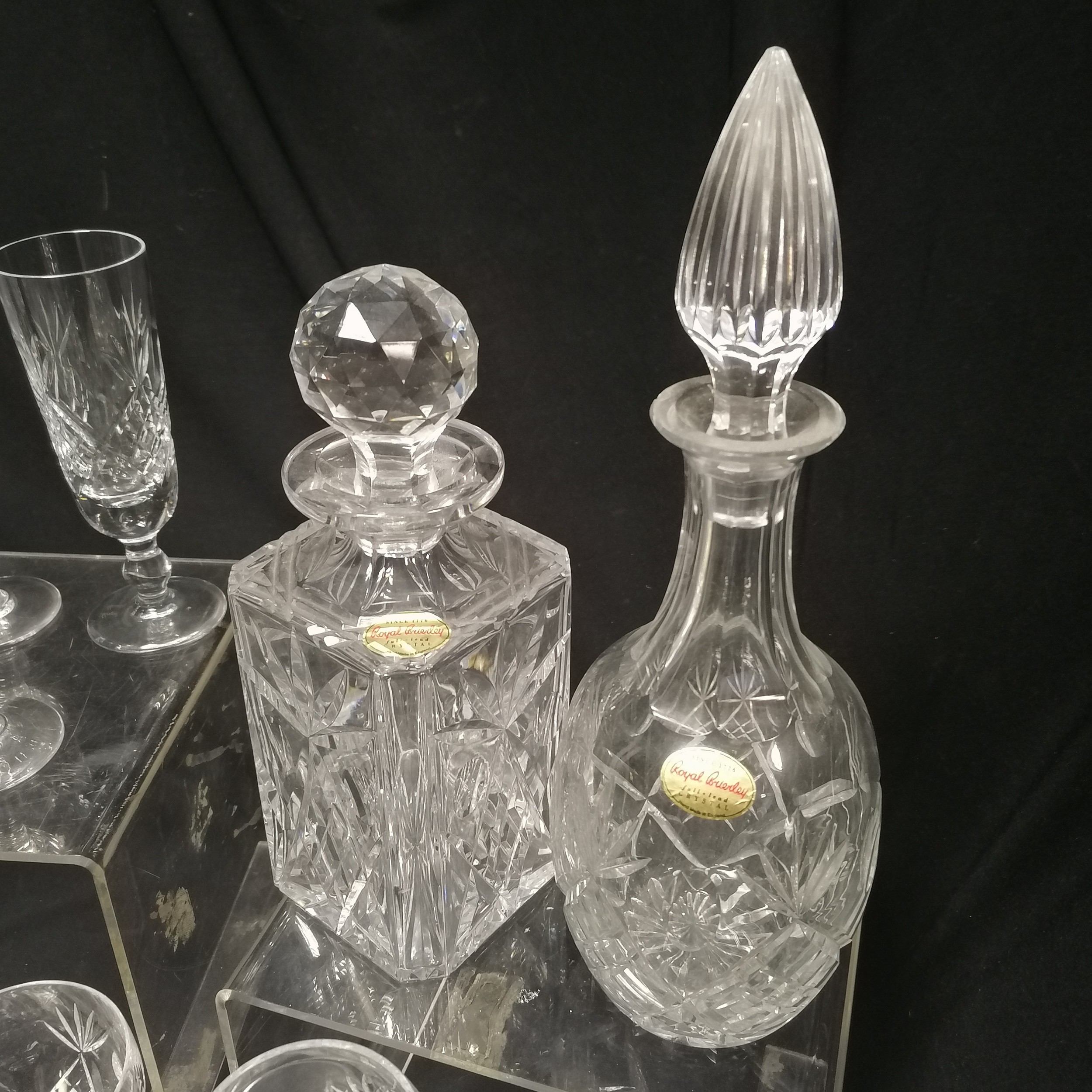 Large collection of Royal Brieley lead crystal glasses and 2 decanters - no obvious damage - Image 3 of 3