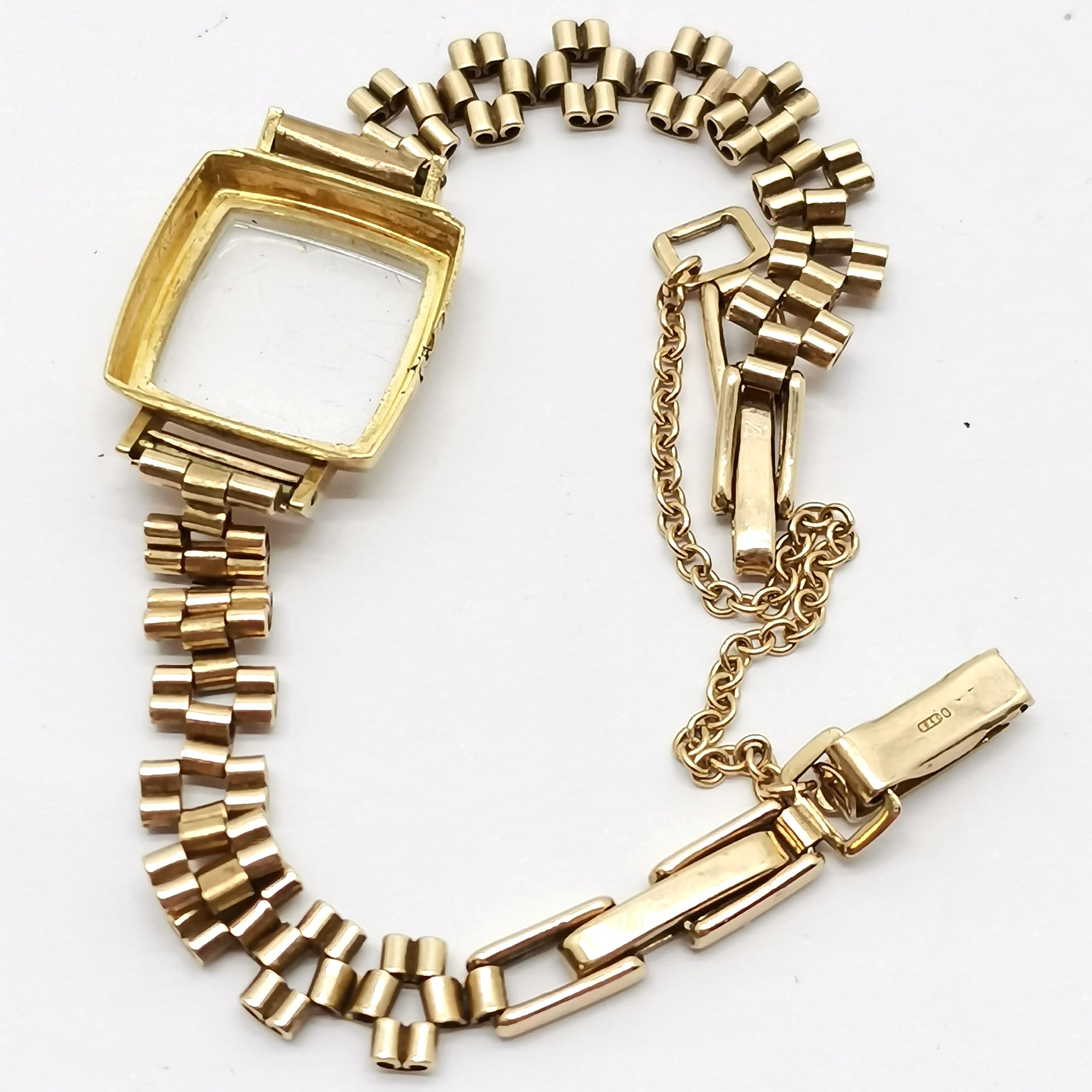 18ct gold ladies Zenith manual wind wristwatch on a 9ct marked gold bracelet ~ total weight 16. - Image 3 of 5