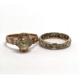 Antique unmarked gold paste / pearl set ring - size P½ & 2.5g total weight t/w 9ct gold / silver