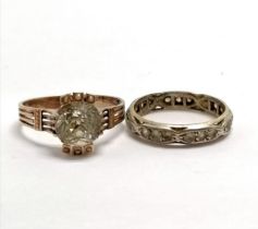 Antique unmarked gold paste / pearl set ring - size P½ & 2.5g total weight t/w 9ct gold / silver