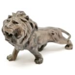 Antique cast metal figure of a male lion - 12cm across x 9cm high