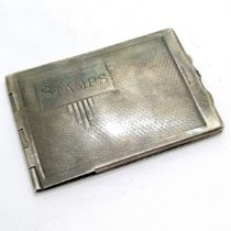 1934 silver stamps book case by SJ - 7cm x 4.8cm & 39g ~ has slight dents & wear