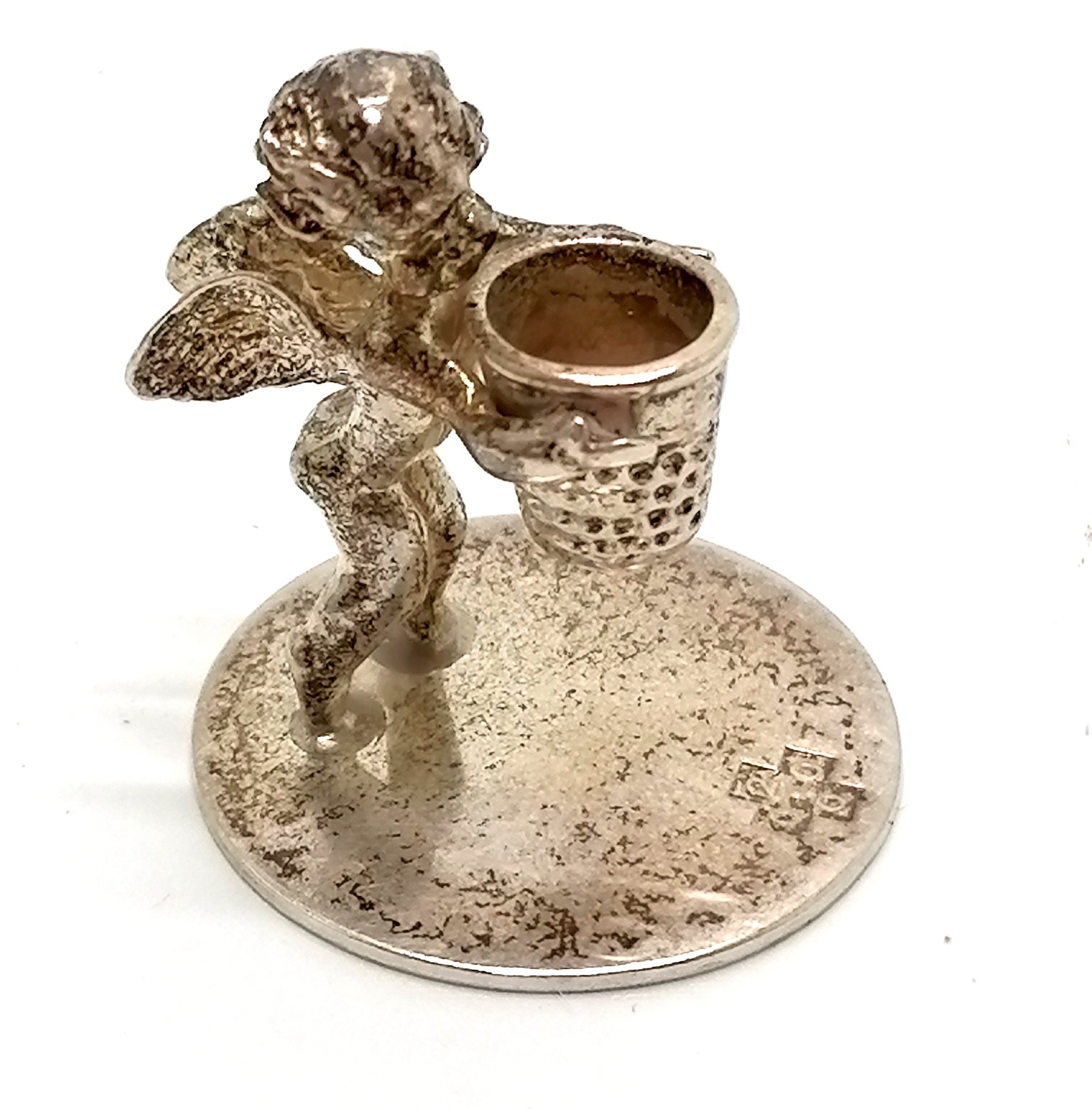 3 x silver cherubic cabinet figures - 1 holding thimble by Chamberlain Clarke Partnership & 2 - Image 3 of 5