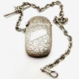 1907 Silver vesta case by Smith & Bartlam on a silver albert chain by HW with each link individually