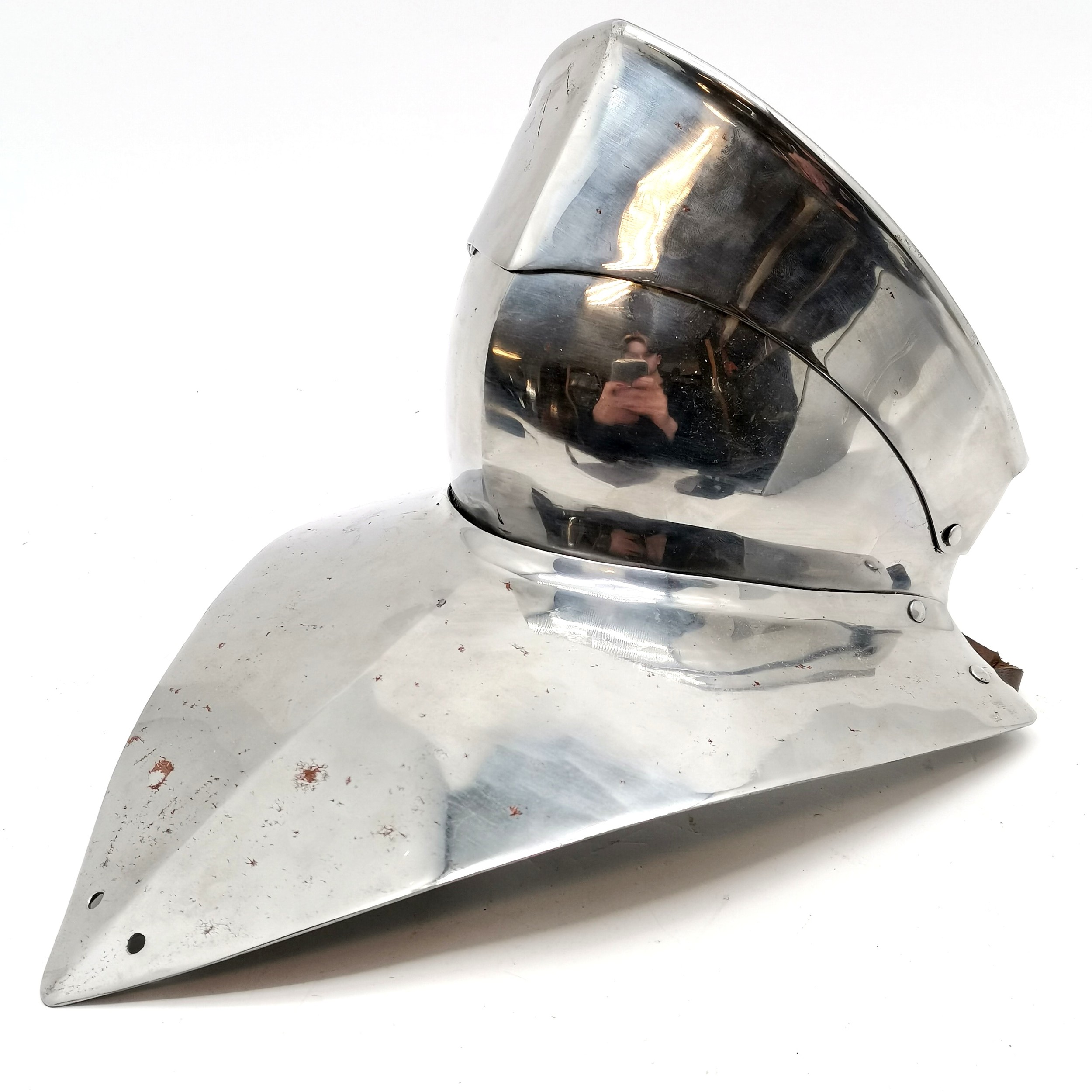 15th Century falling lame bevor gothic re-enactment armour helmet - 20cm high - signs of scratches - Image 4 of 4