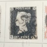 Cosmopolitan postage stamp album with useful collection inc GB 1d penny black, China dragon stamps &