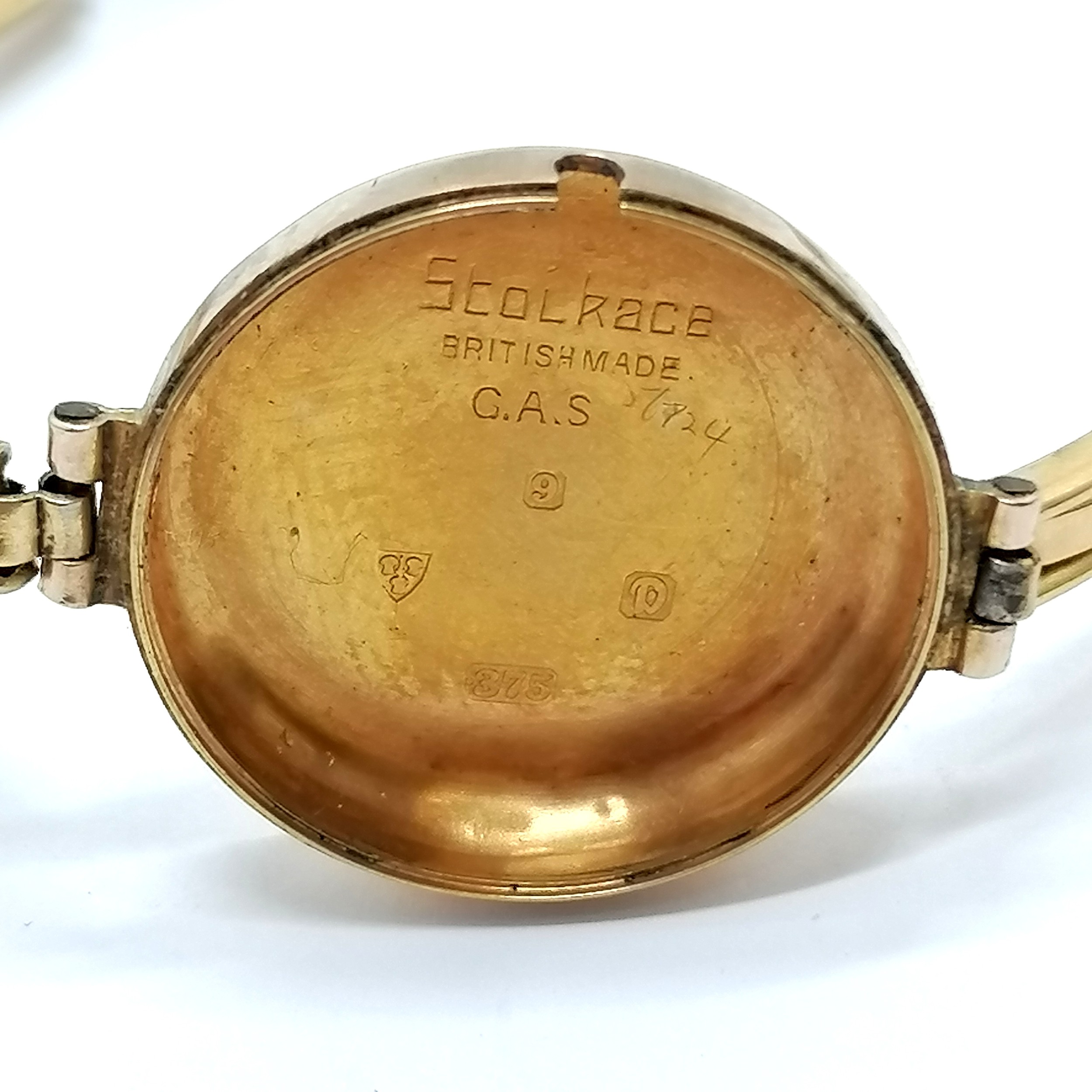 Vintage 9ct gold cased manual wind wristwatch (24mm case) on a gold plated sprung bracelet - total - Image 4 of 4