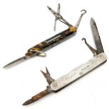 Steer & Webster tortoiseshell panelled penknife (scissors / blade / button hook) - 15cm opened t/w