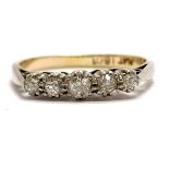 18ct marked gold & platinum 5 stone diamond ring - size L & 2.2g total weight