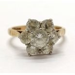 9ct hallmarked gold white stone cluster ring - size L & 2.9g total weight