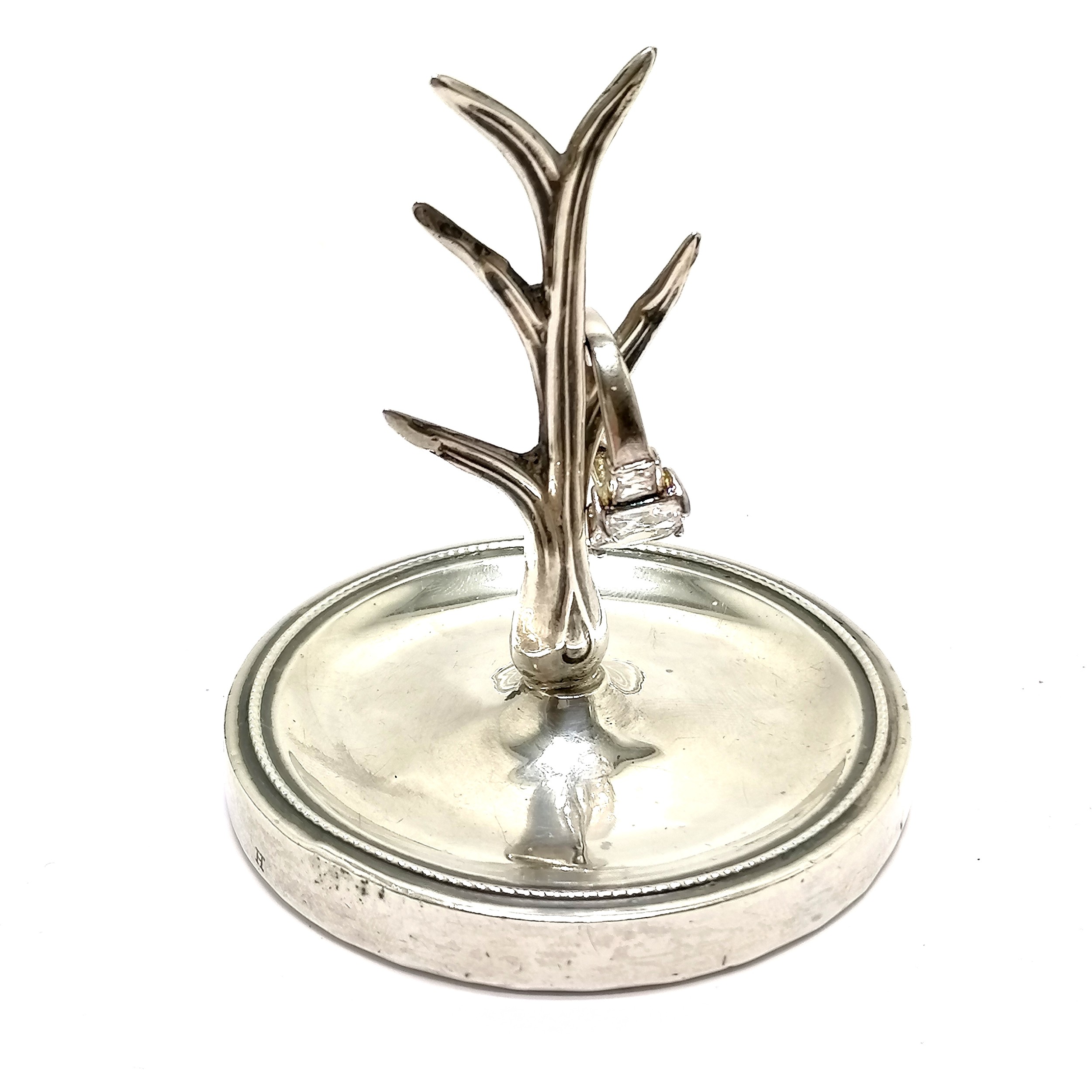 1909 silver ring tree - 7cm diameter x 7.5cm high t/w silver white stone ring - total weight (lot) - Image 3 of 3