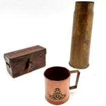 1918 leather case for clinometer Vickers .303 gun mark II by E J Pearson & Son Ltd t/w 13 pounder