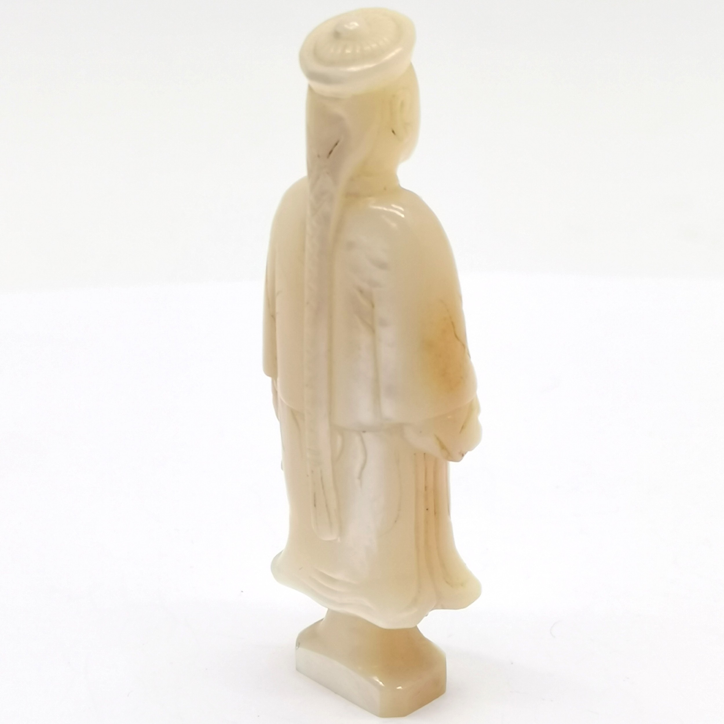 Antique hand carved Chinese mother of pearl desk seal in the form of a mandarin figure - 6.5cm & - Image 2 of 3