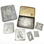 2 x sets of antique metal stencils comprising A-Z & 0-8 & ampersand (23cm x 18cm) - smaller set (
