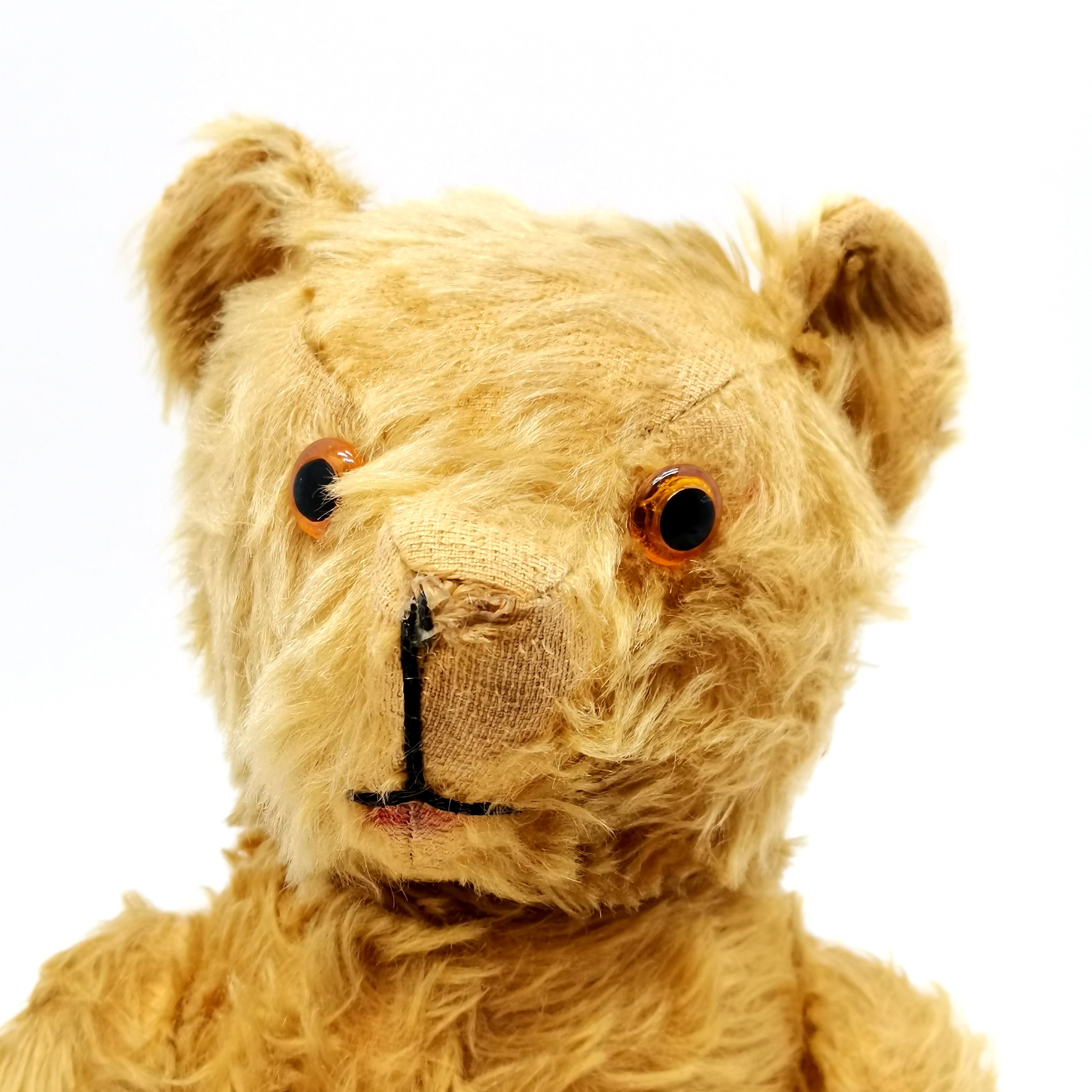 Vintage mohair jointed teddy bear with glass eyes with hump & growler - 53cm total height - Image 2 of 3