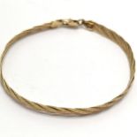 9ct hallmarked gold plaited bracelet - 18cm & 4.5g