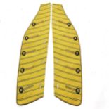 Yellow cloth collar in 2 halves with gold silk silver thread on button holes