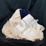 3 Silk shawls 1 velvet and small Victorian has slight marking