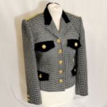 Vintage Versace check wool jacket with suede leather trim - slight mark to neck - 98cm bust