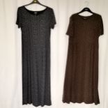 2 Vintage Laura Ashley short sleeved dresses, 1 navy and 1 brown. Both in good used condition with