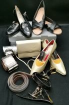 2 pairs of black shoes, one pair Faith and the other Salvore Ferragamo, a pair of court shoes by