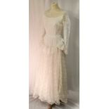 1940s Lace wedding dress with long sleeves in good used condition with 24 buttons to back, very fine