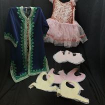 Childs tutu damage to front net t/w childs eastern robe/coat with gold thread work in good condition