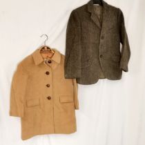 Childs camel coat by Jaeger & boys tweed jacket - 80cm chest & 76cm chest - both in good used