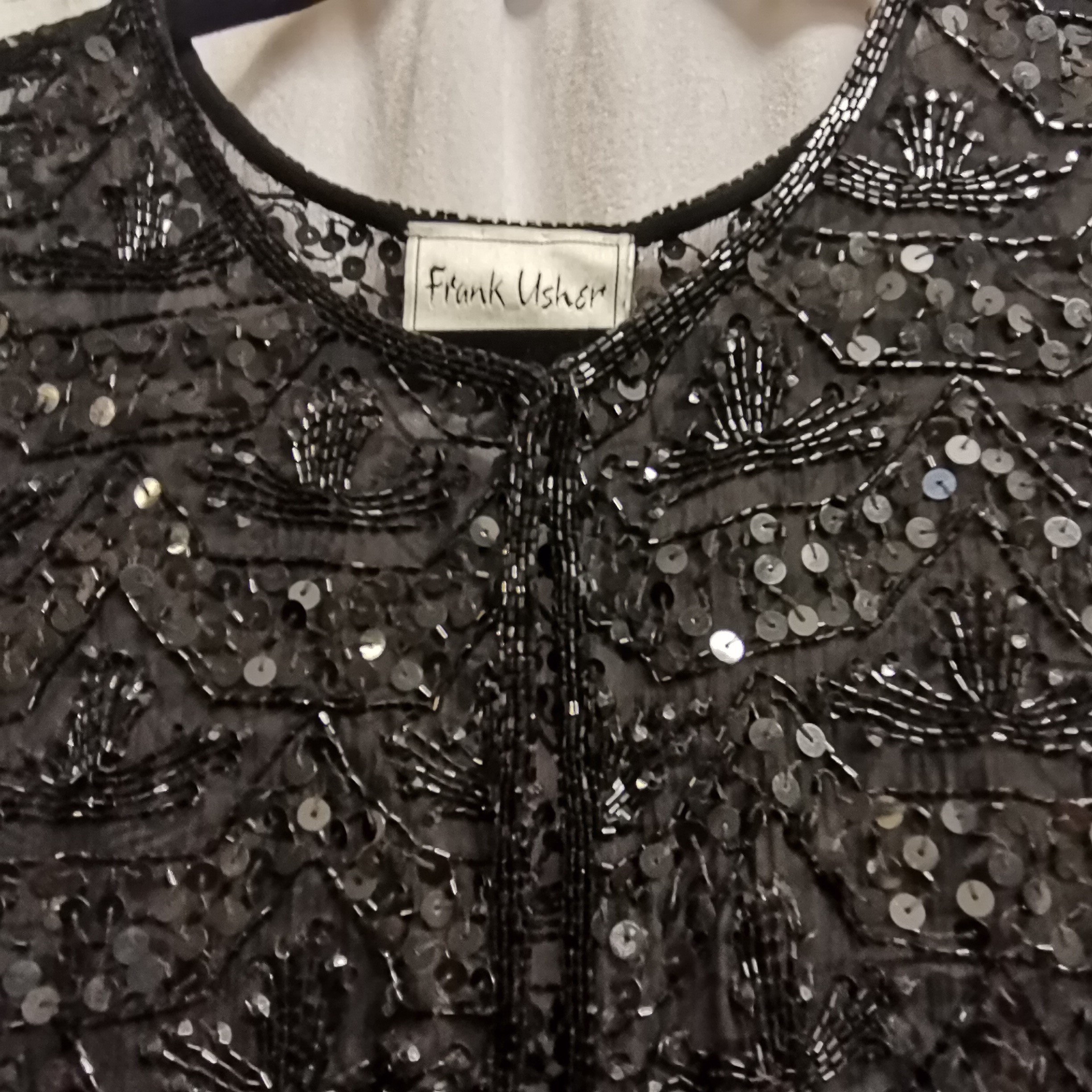 Frank Usher beaded jacket in good condition 92cm bust t/w Gina Bacconi stretch jersey dress 80cm - Image 3 of 3