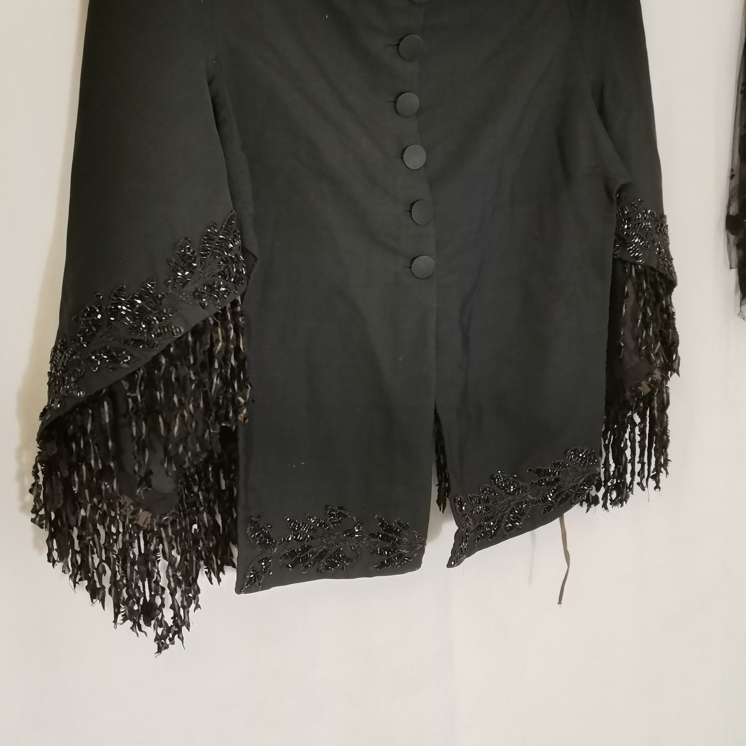 2 Victorian items 1 black cape with fringing and beadwork to sleeves with lace collar t/w piece of - Image 3 of 3