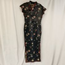 Black Chinese silk dress with embroidery - 94cm chest - no obvious signs of damage