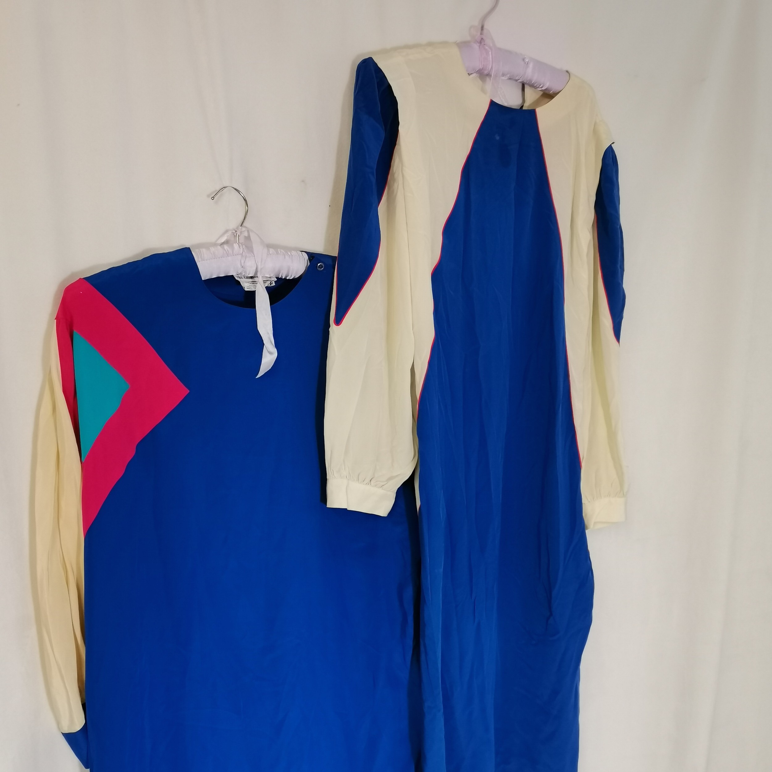 Vintage 2 1970s silk dresses 1 by The carriage trade both XL size - 1 has staining to the front - Image 3 of 3