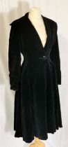 1950s Black velvet coat - 88cm bust - good used condition - by Bellman model