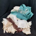 Collection of vintage handkerchiefs with embroidery t/w assortment of gloves inc leather - all in