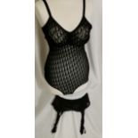 Christian Dior all in one under garment 38c t/w black suspender belt in good used condition