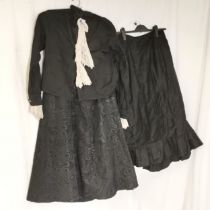 Victorian 2 piece blouse and skirt watered satin skirt t/w black underskirt - top is 92cm bust -