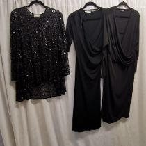 Frank Usher beaded jacket in good condition 92cm bust t/w Gina Bacconi stretch jersey dress 80cm