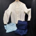 3 1970s Unworn hand embroiderd chinese silk blouses sizes 40,42 and 44. All in good condition.